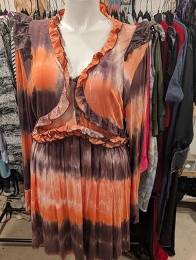 Rosevelvet Ruffled Tie-Dye Dress - 3X